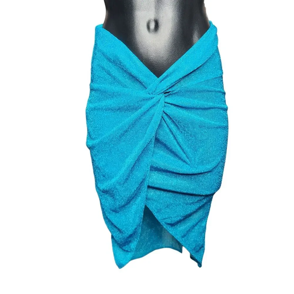 Prettylittlething 2 Way Beach Skirt Top Cover Up Size XS Glitter Knot Front